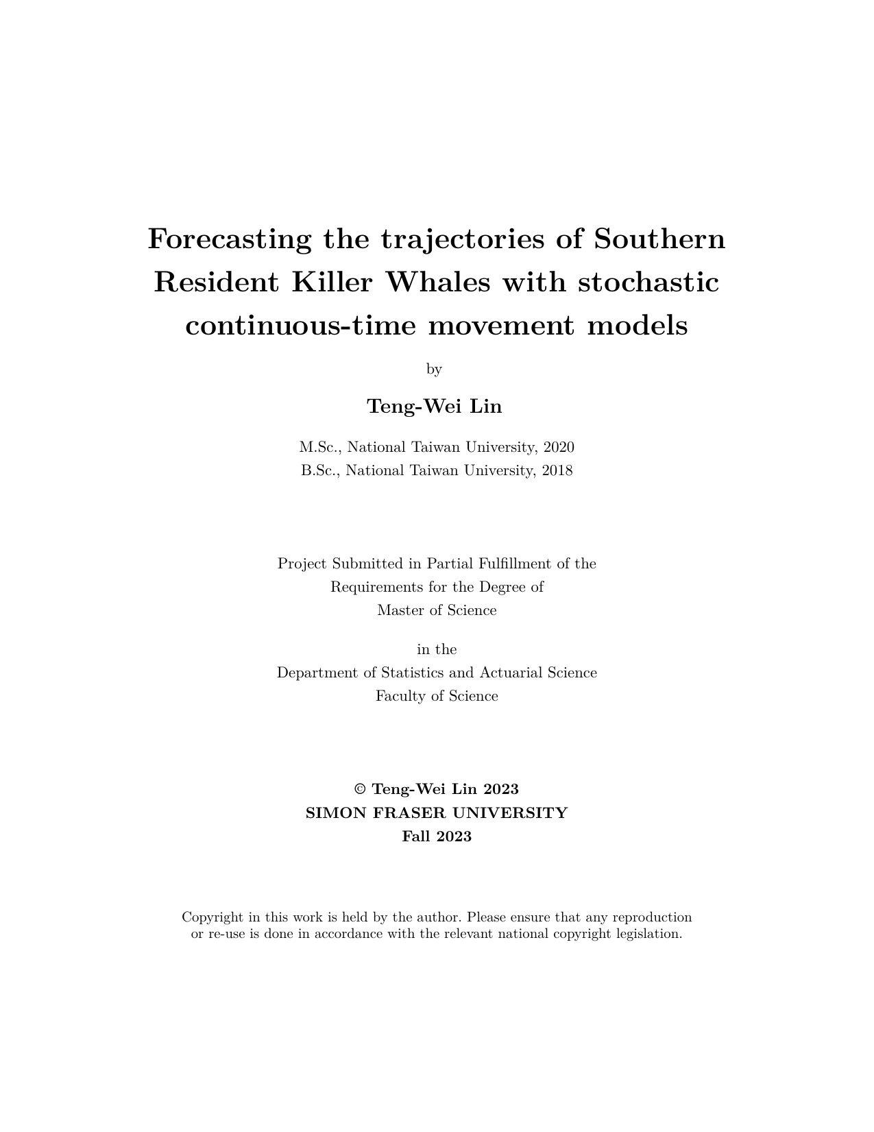 Read more about Forecasting the trajectories of Southern Resident Killer Whales with stochastic continuous-time movement models